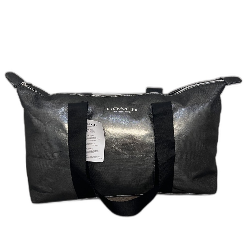 Coach Fragrance Tote Bag |  Metallic Silver Black | Overnight bag or Travel